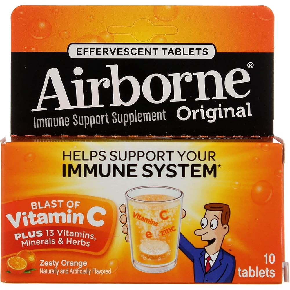 Airborne On-The-Go Packs Immune Support Powder Zesty Orange - 10 Count