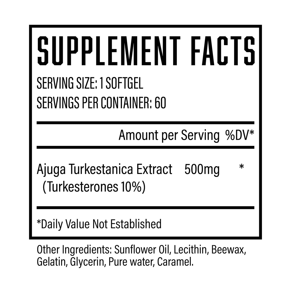 Huge Supplements Turkesterone 500mg Ajuga Extract - 60 Softgels - image 8