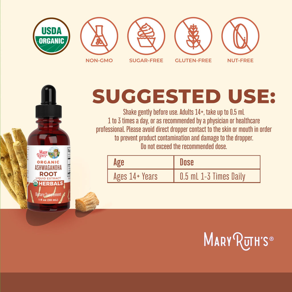MARYRUTH'S Ashwagandha Root Liquid Drops Mood & Stress Support - 1 Fl Oz - image 3