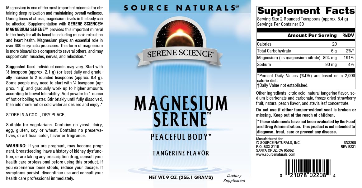 Source Naturals Serene Science Magnesium Serene Tangerince Flavored