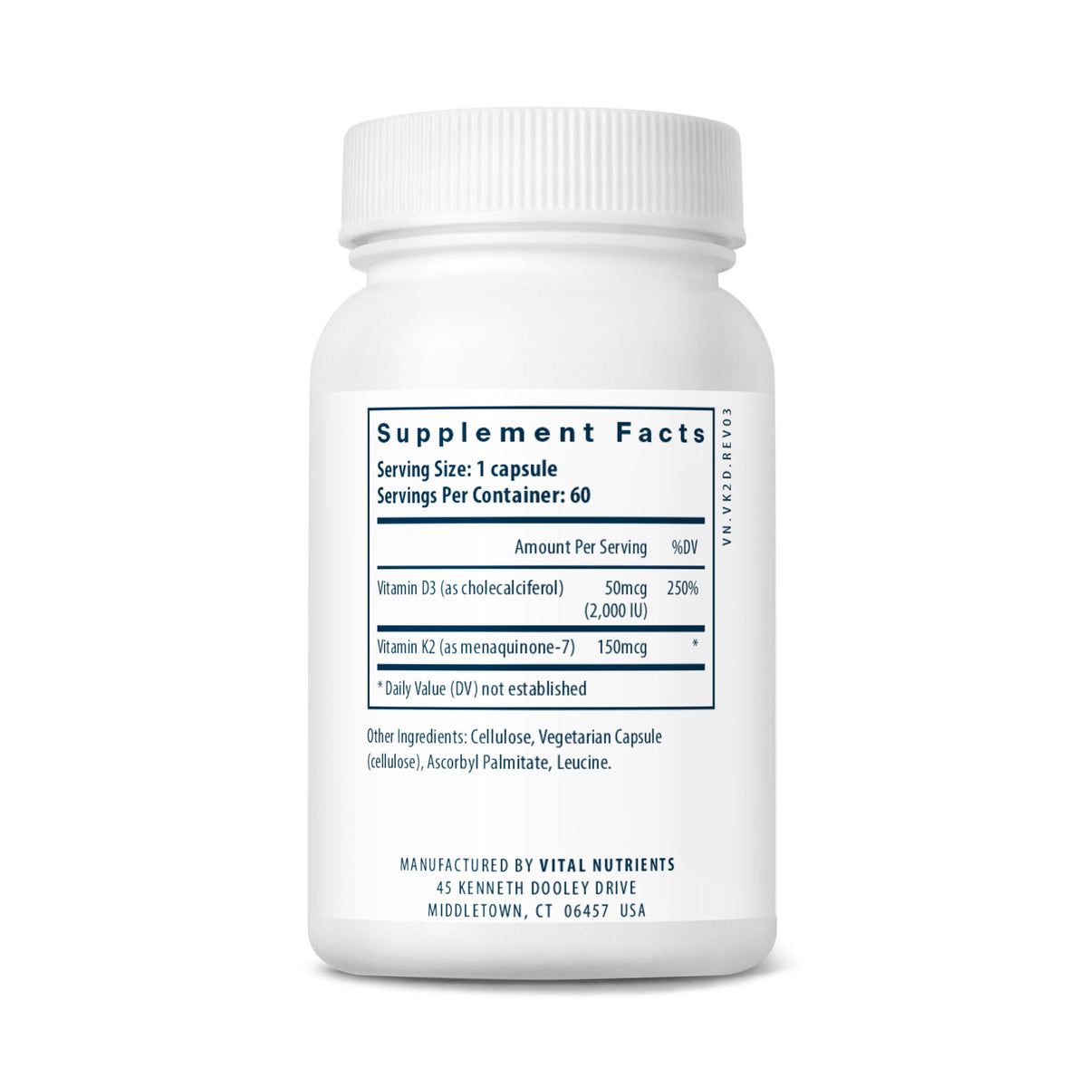 Vital Nutrients Vitamin D3 + K2 2000 IU - 60 Capsules - image 3