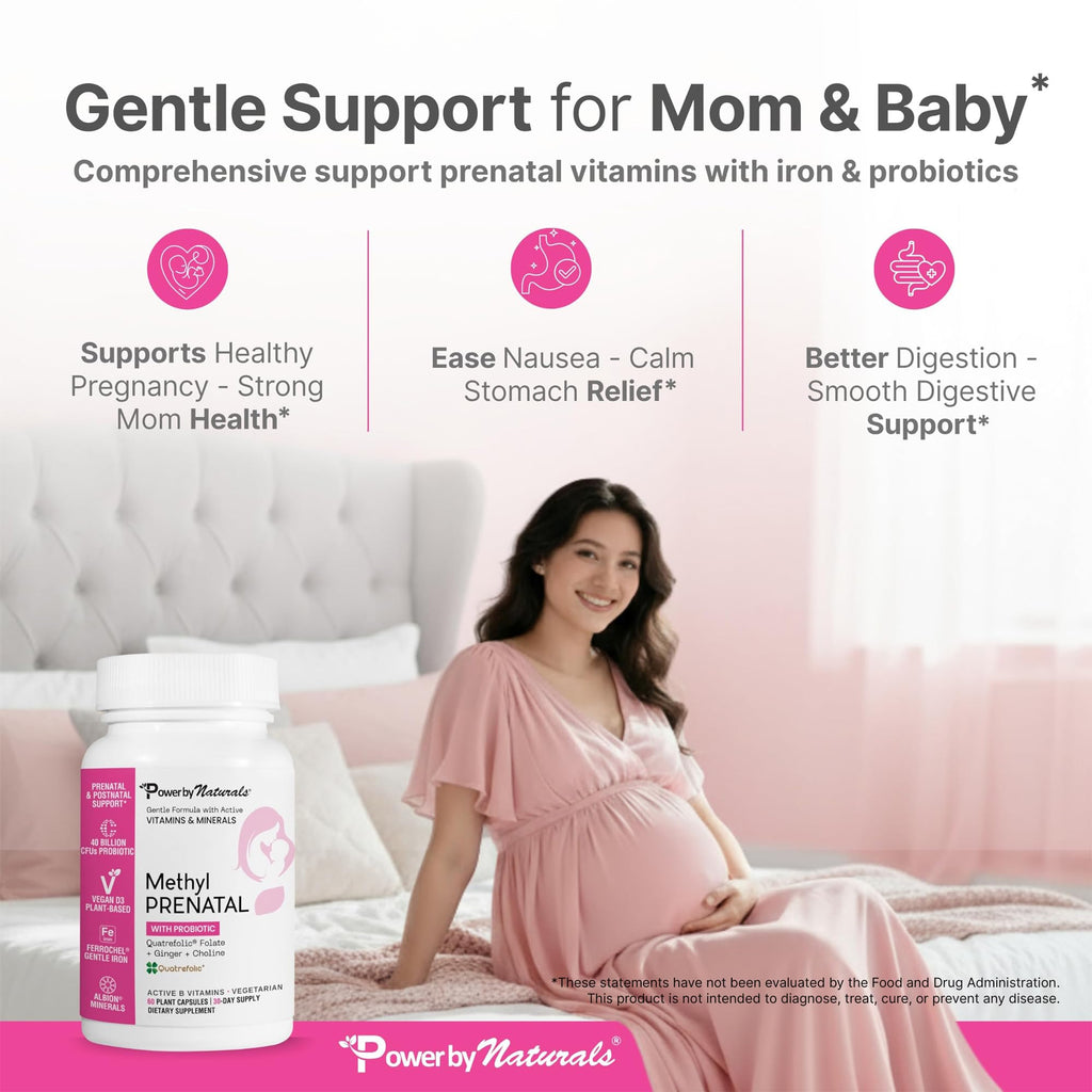 Power By Naturals Methyl Prenatal with Probiotics - 60 Capsules - image 6