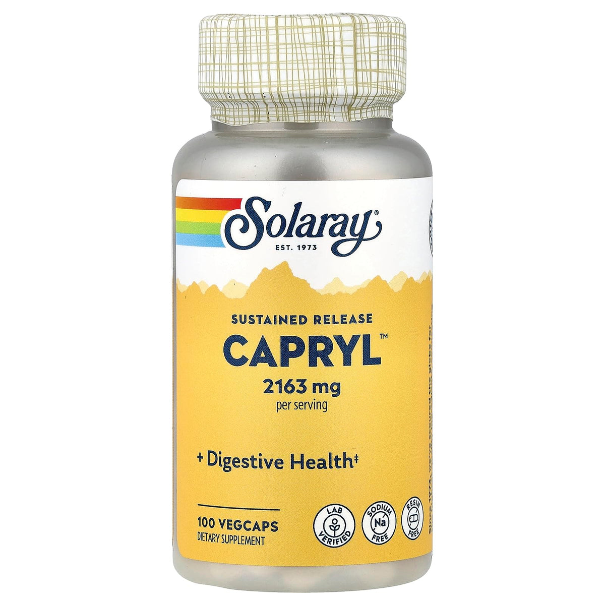 Solaray Capryl Caprylic Acid Supplement - 100 Vegetarian Capsules