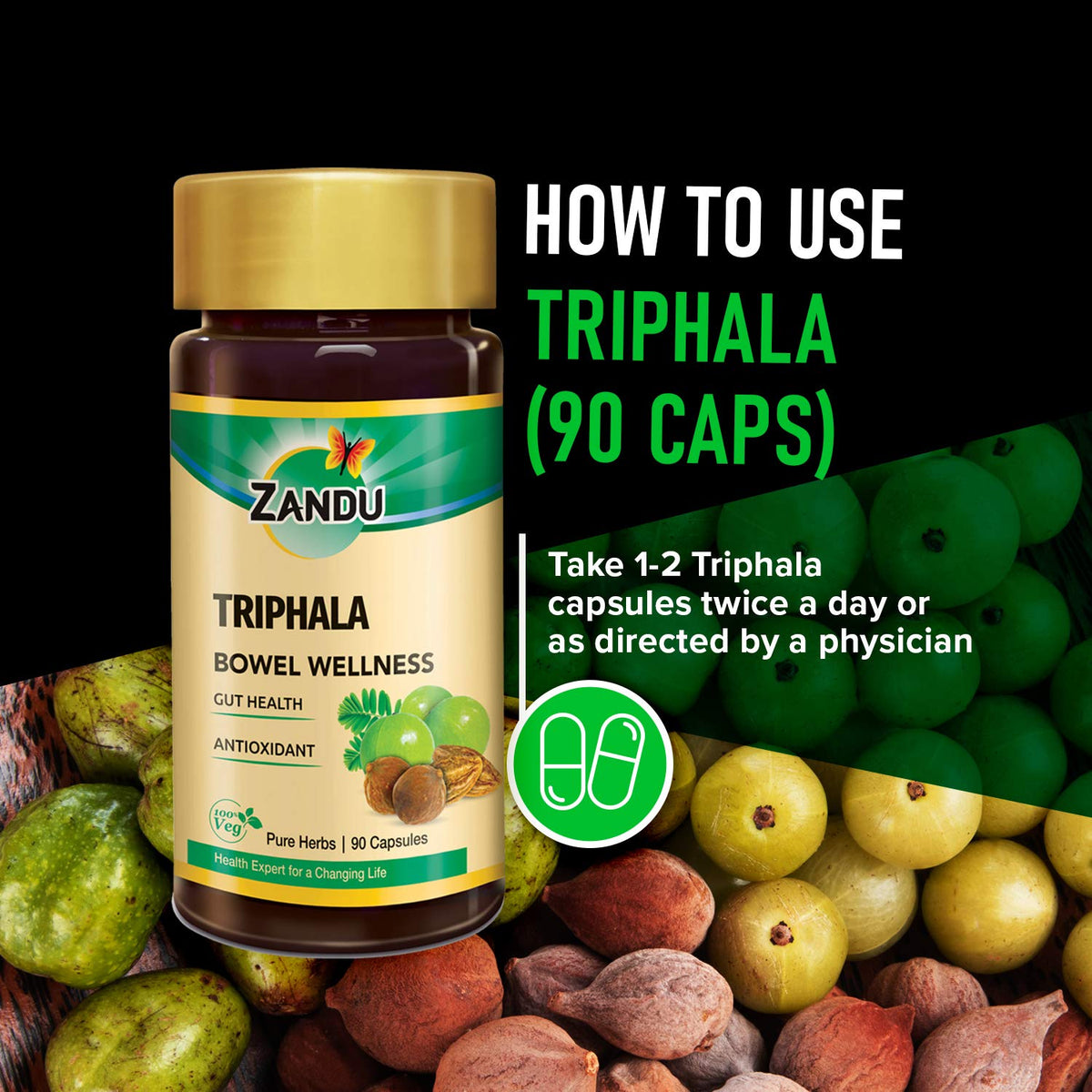 Zandu Triphala Capsules for Digestion & Gut Health - 90 Vegetarian Capsules - image 4