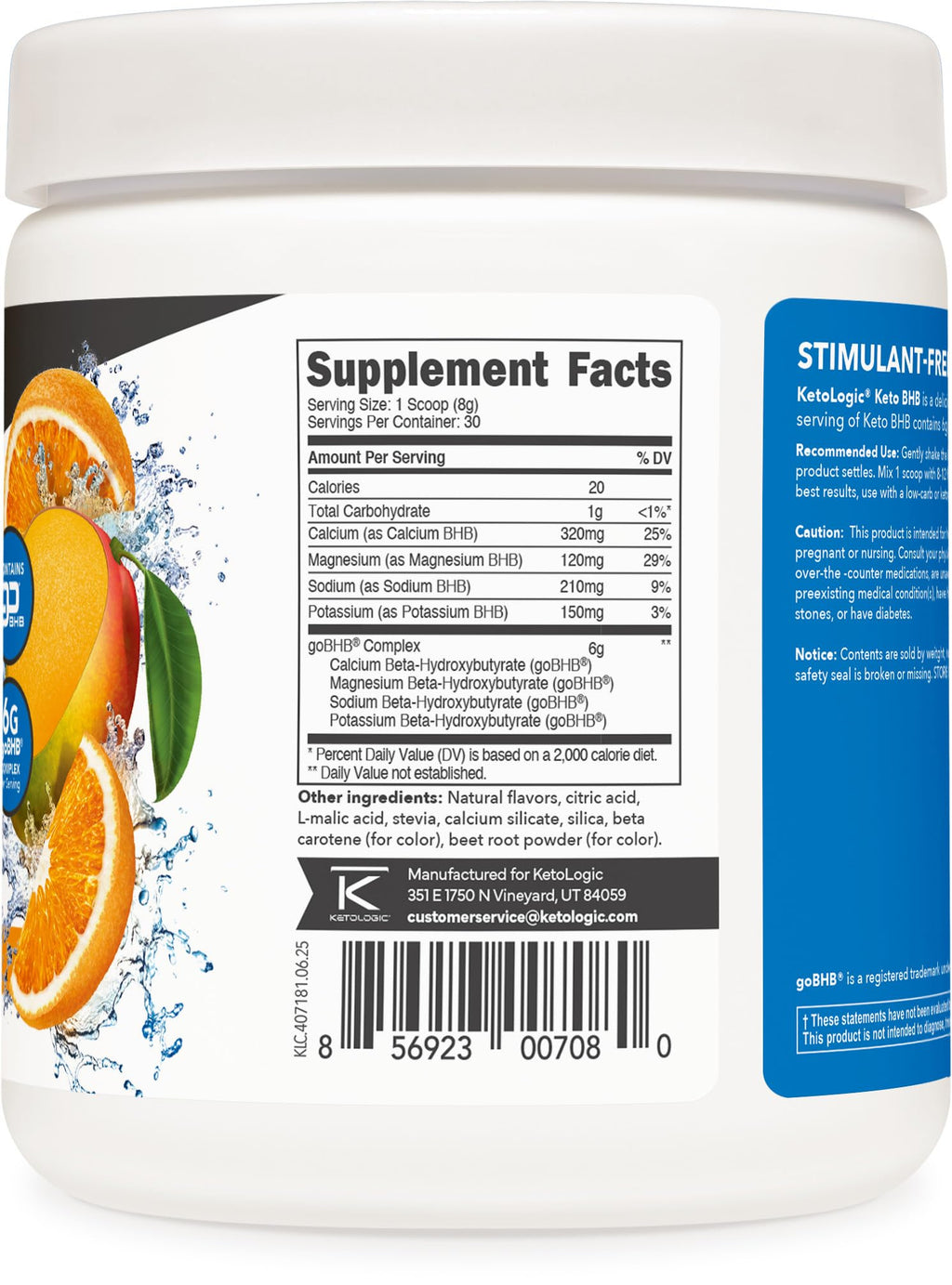 Ketologic Keto BHB Ketone Supplement (30 Servings) - Suppresses