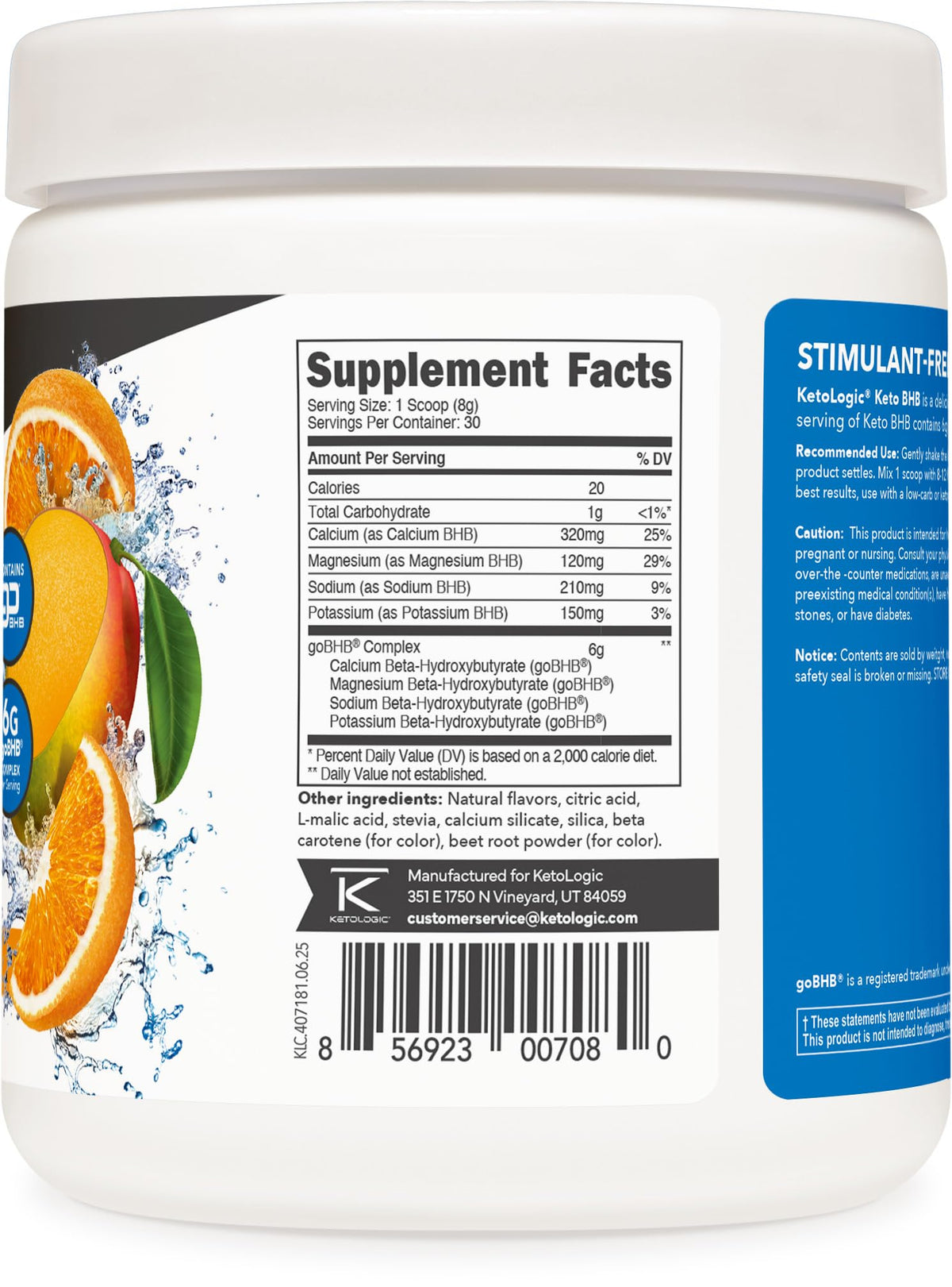 Ketologic Keto BHB Ketone Supplement (30 Servings) - Suppresses