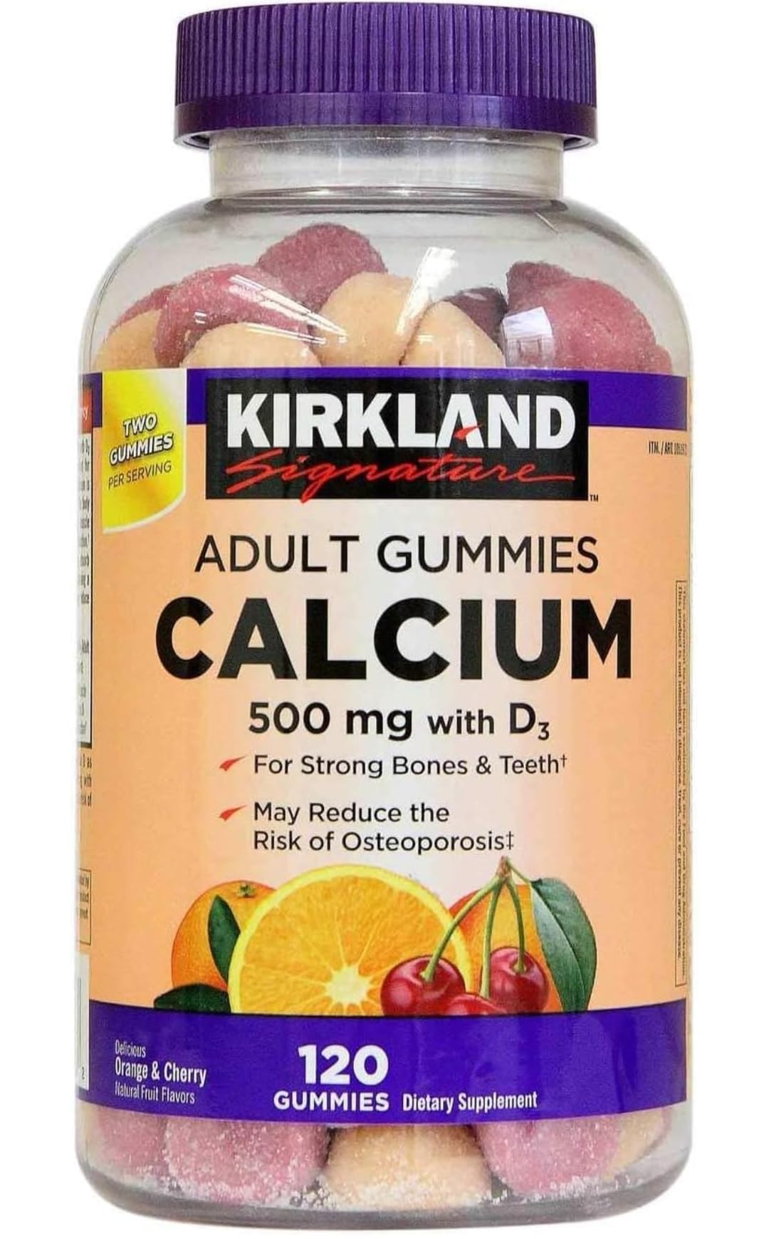 Kirkland Signature Chewable Calcium with Vitamin D3 Gummies - 120 Count
