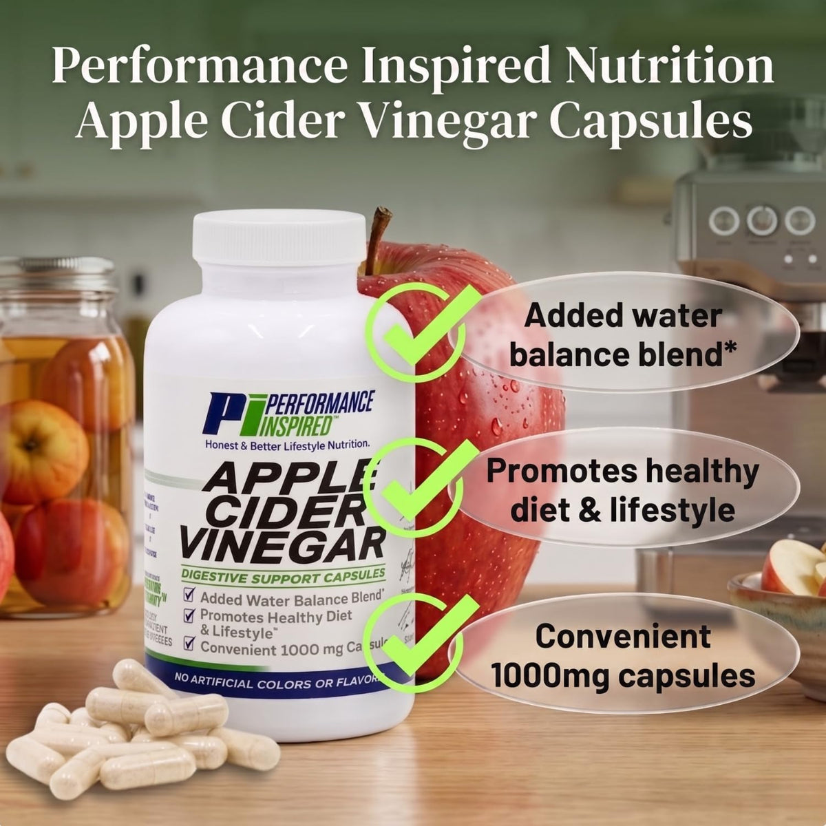 PERFORMANCE INSPIRED Apple Cider Vinegar 1000mg - 180 Capsules - image 4