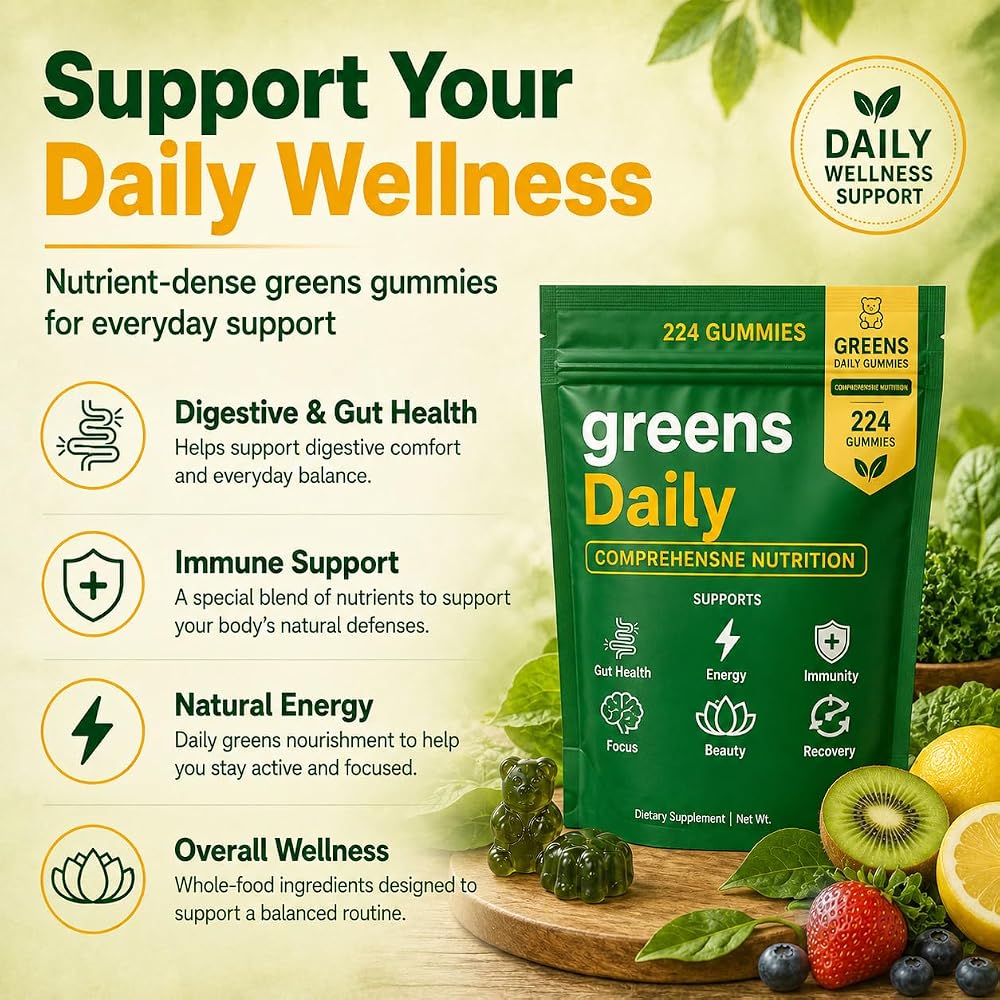 oviaapo Greens Daily Gummies with Chlorella & Spirulina - 224 Gummies - image 4