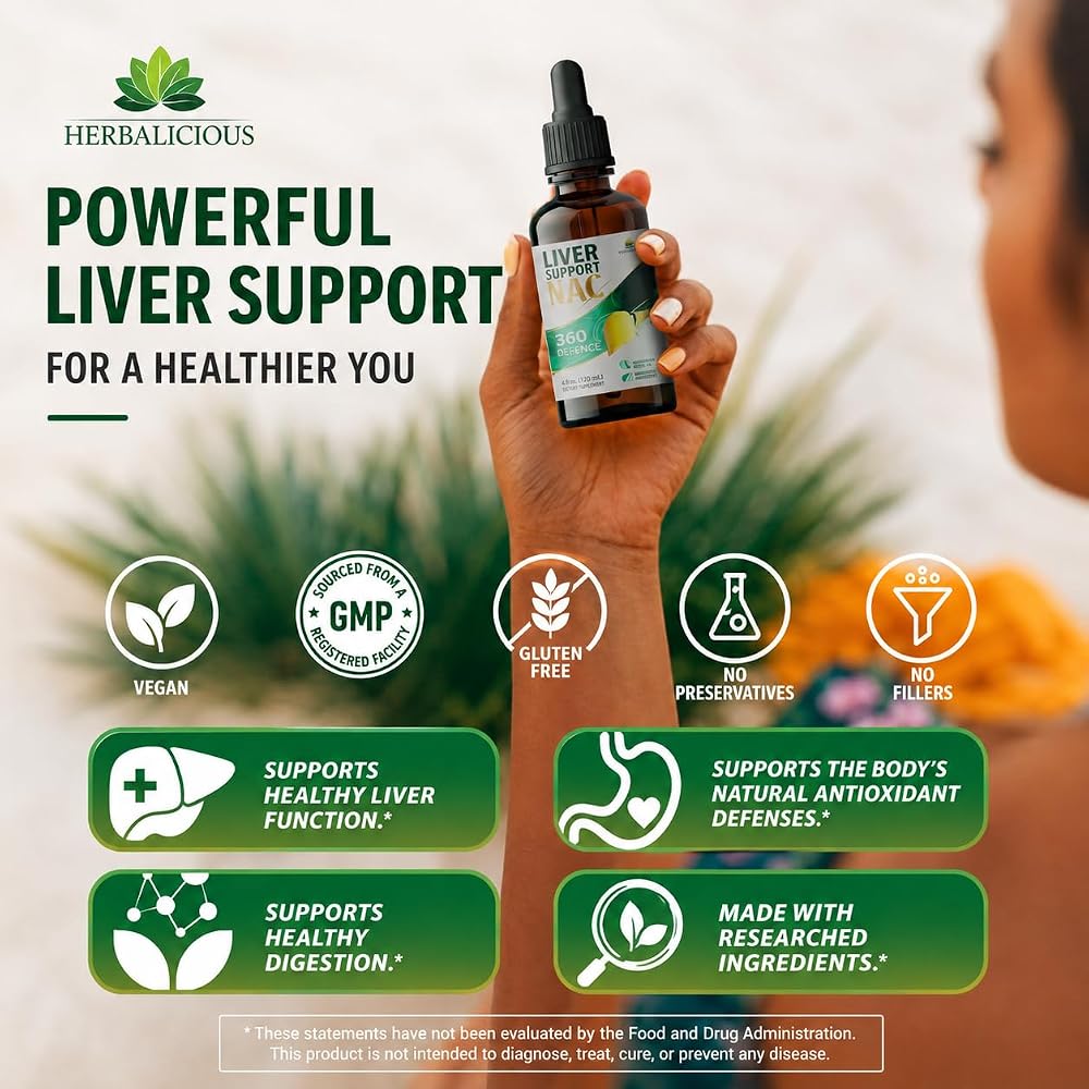 HERBALICIOUS Liver Support NAC 360 Defense Liquid - 4 Fl Oz - image 4
