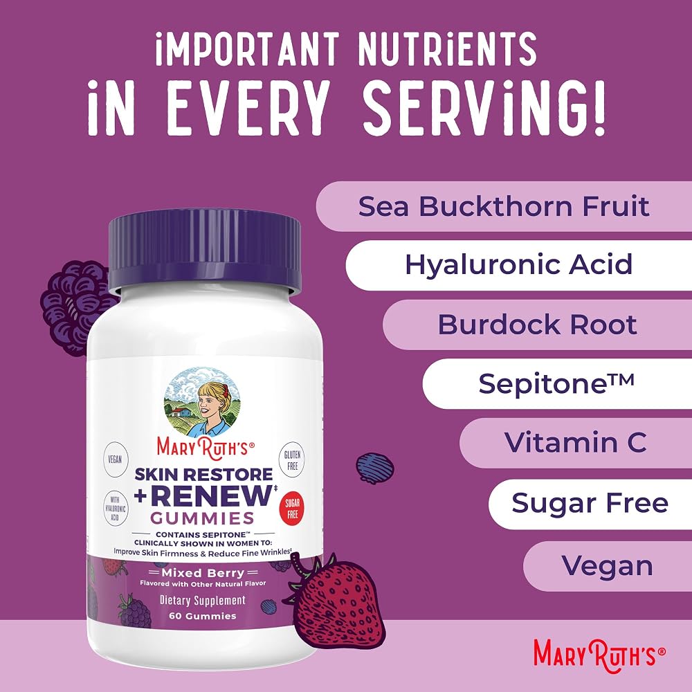 MaryRuth's Skin Restore + Renew Gummies with Hyaluronic Acid - 60 Gummies - image 7