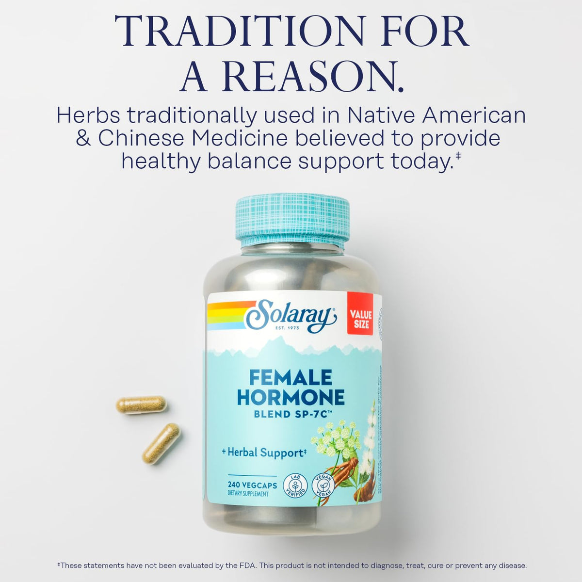 SOLARAY Female Hormone Blend SP-7C Herbal Support - 240 Vegetarian Capsules - image 3