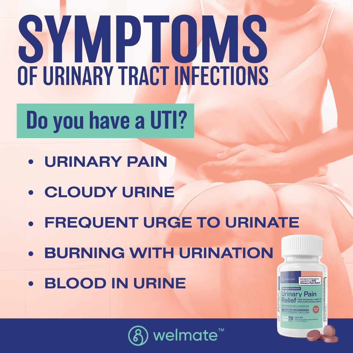 WELMATE Maximum Strength Urinary Pain Relief UTI Medicine for Women - image 2