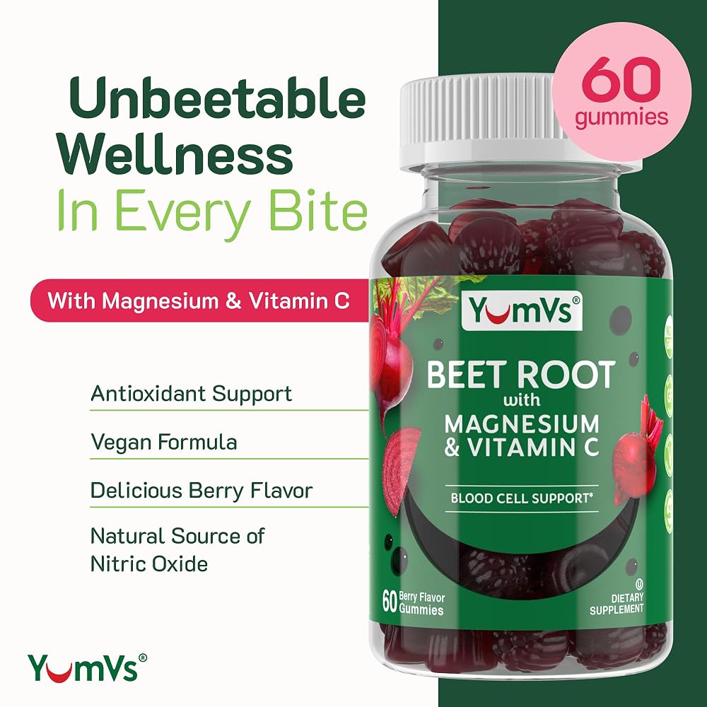YUM-V'S Beet Root Gummies with Magnesium & Vitamin C - 60 Count - image 2