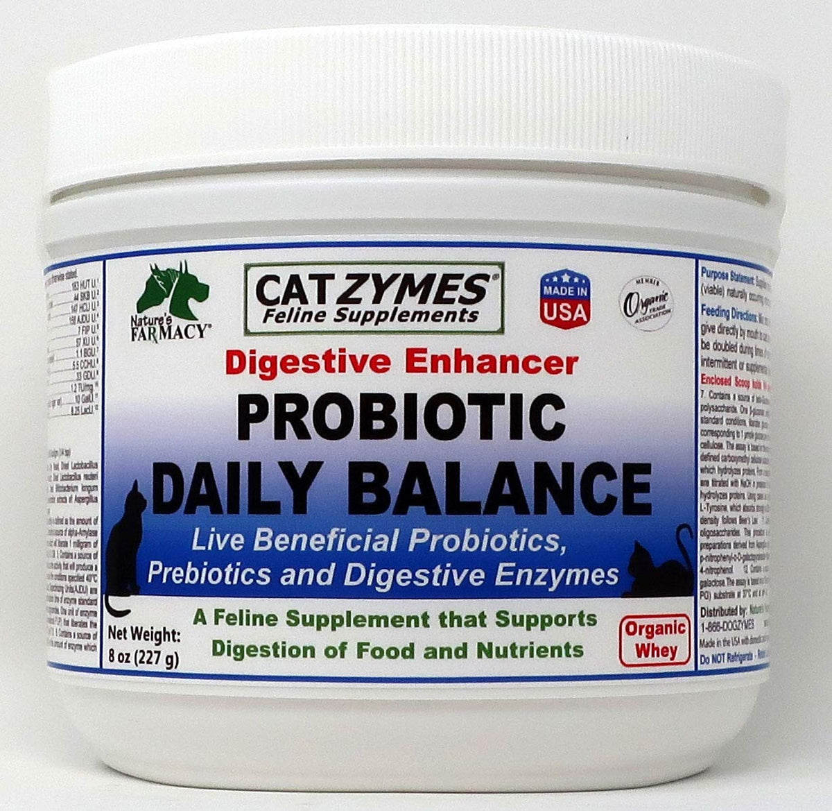 CATZYMES Probiotic Daily Balance Prebiotics Powder - 8 oz