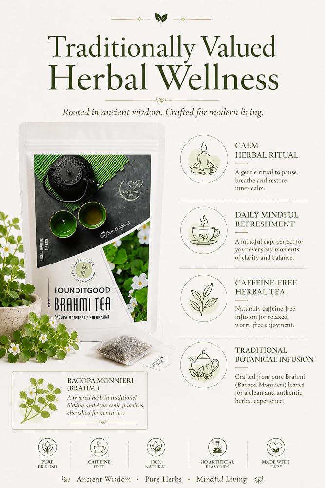 FounditGood Brahmi Tea Herbal Infusion for Mental Clarity - 60 Tea Bags - image 6