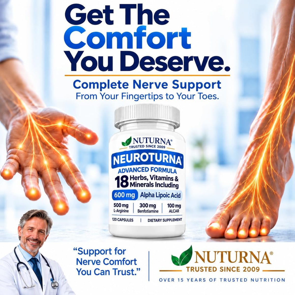 Nuturna Neuropathy Support Supplement with Alpha Lipoic Acid - 120 Capsules - image 2
