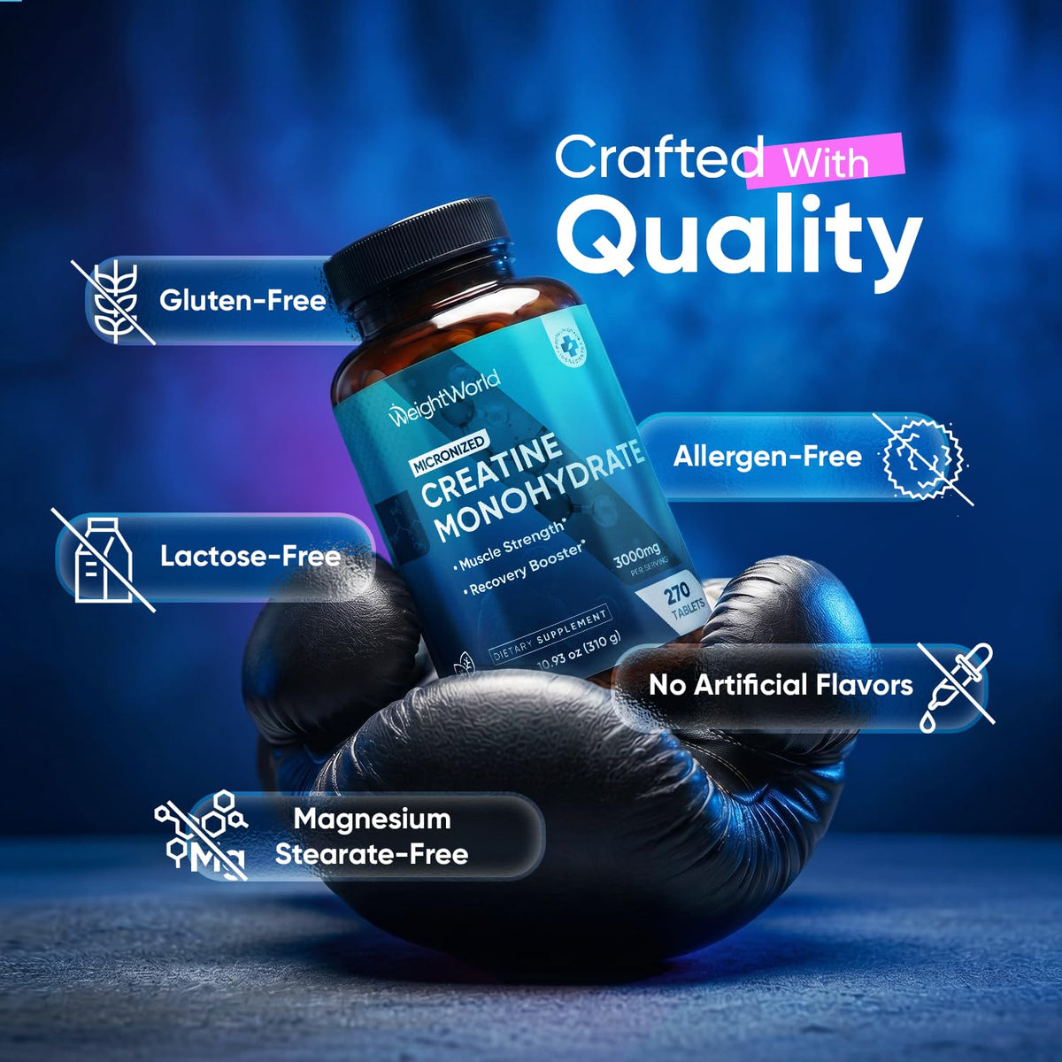 WeightWorld Micronized Creatine Monohydrate 1000mg - 270 Tablets - image 9