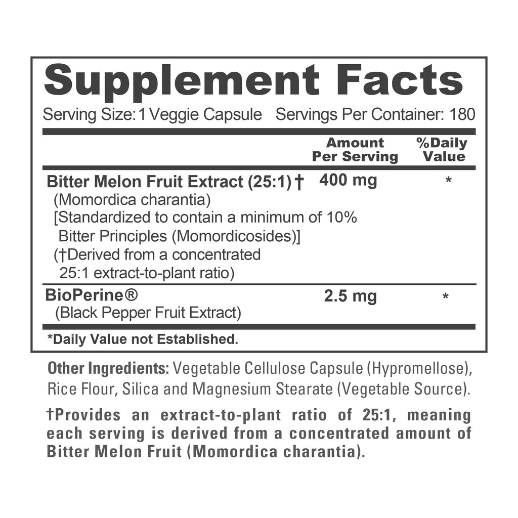 NusaPure Bitter Melon Extract 400mg - 180 Vegetarian Capsules - image 4