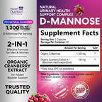 Health Nutrition Naturals D-Mannose 1300mg - Fast-Acting Organic D