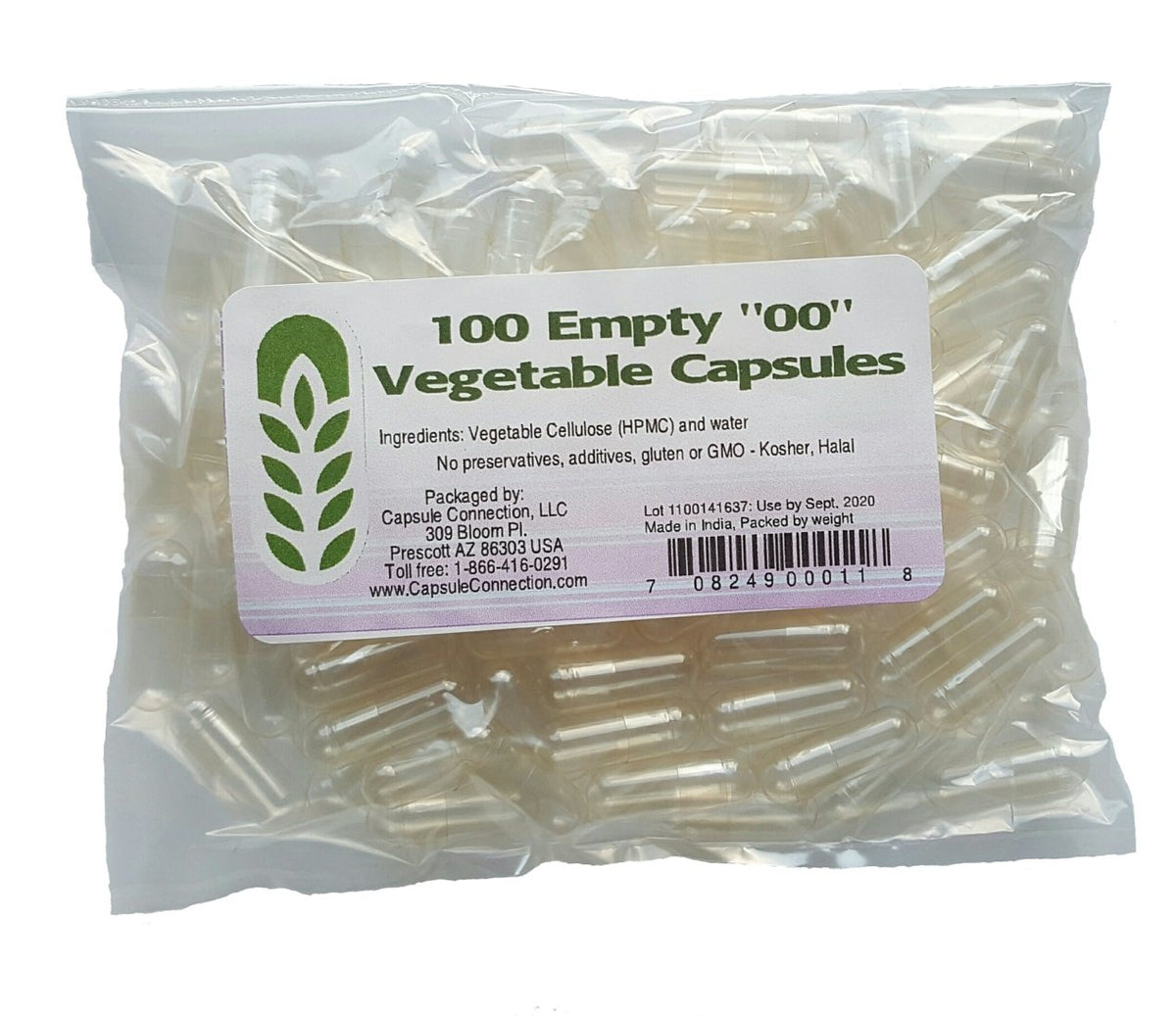 Capsule Connection Empty Vegetable Capsules Size 00 - 100 Count