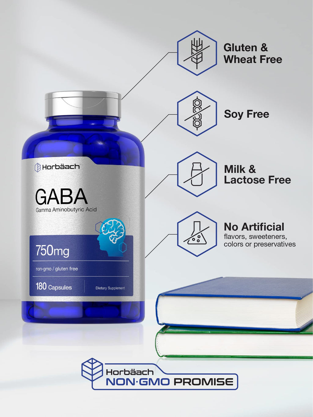 Horbäach GABA 750mg - 180 Capsules - image 4
