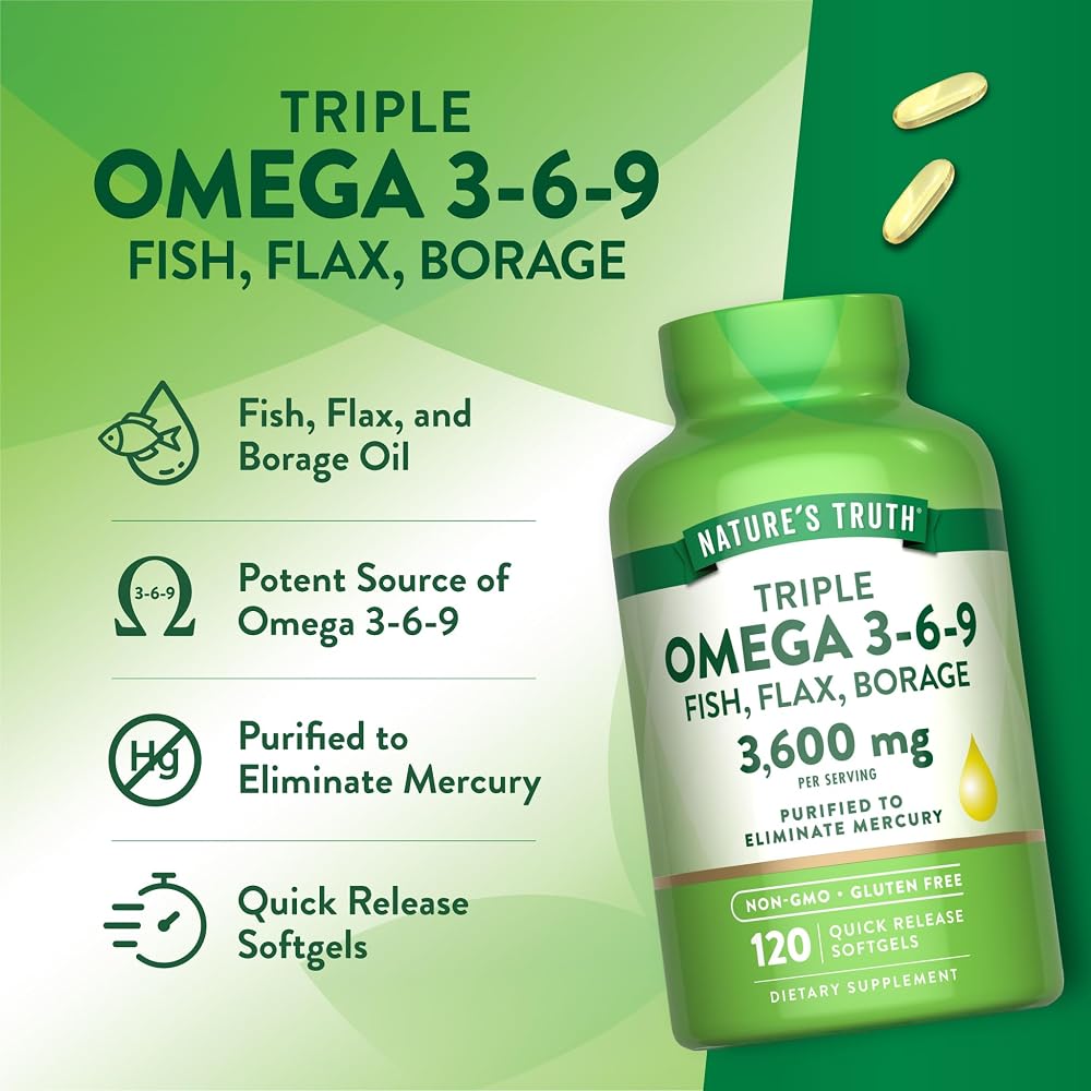 Nature's Truth Omega 3-6-9 Softgels 3600mg - 120 Softgels - image 5