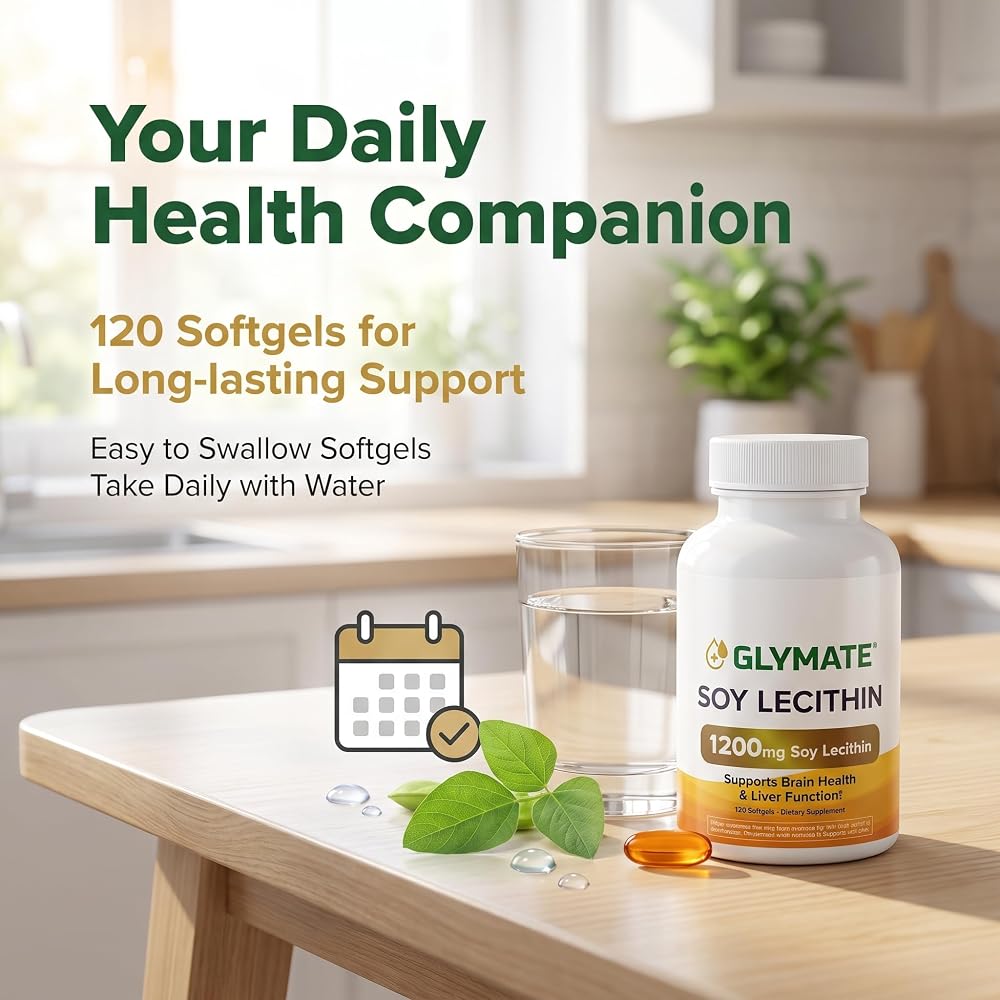 Glymate Soy Lecithin 1200mg Brain & Liver Support - 120 Softgels - image 4