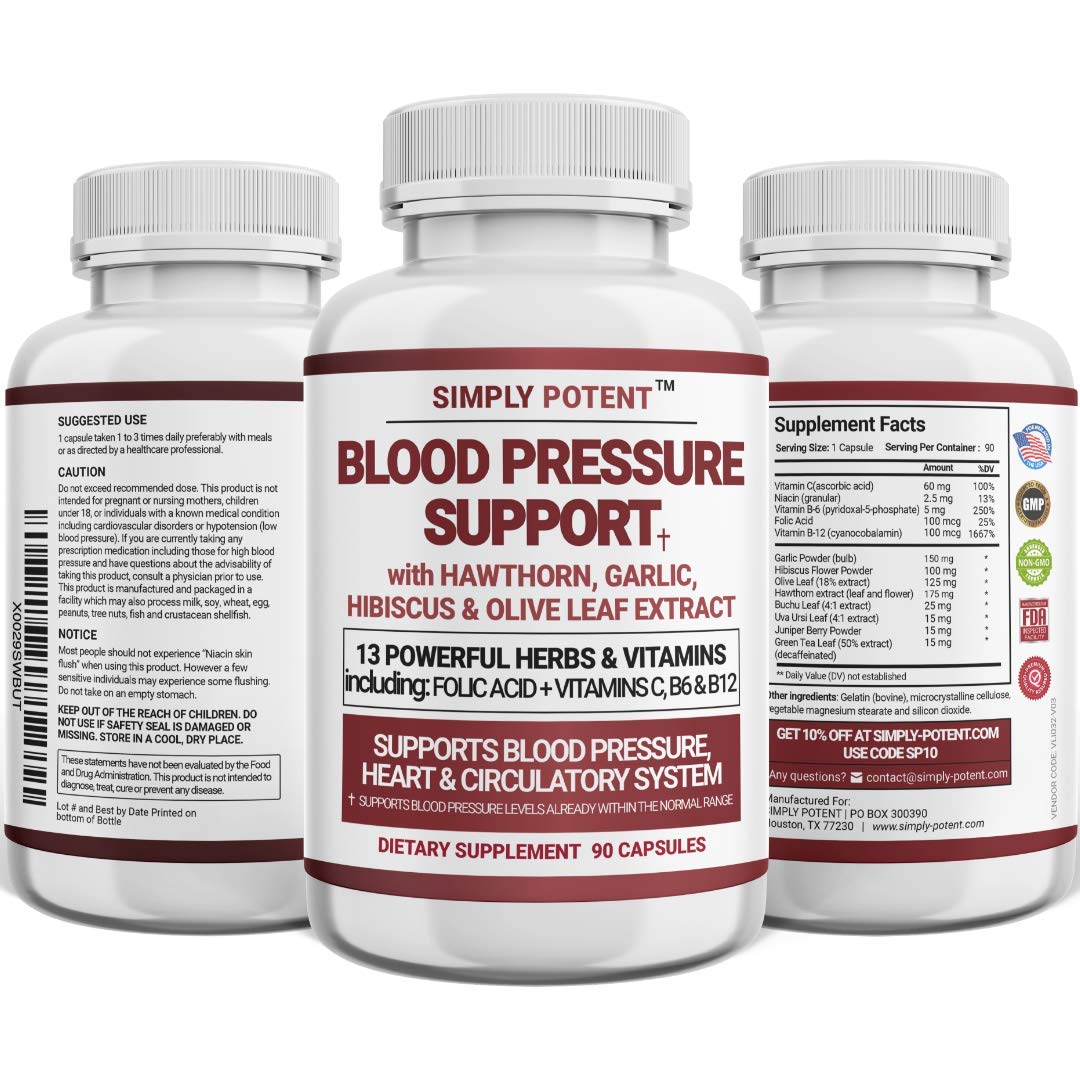 Simply Potent Blood Pressure Support Supplement - 90 Capsules