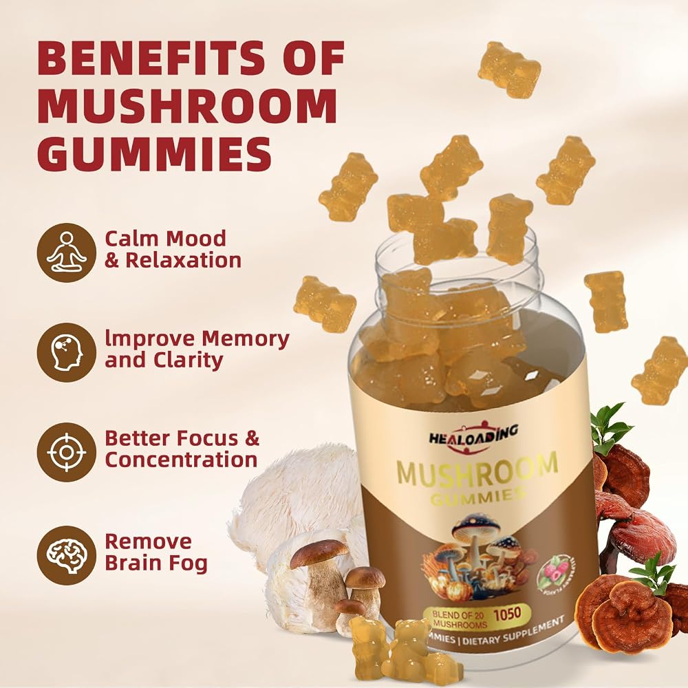 HEALOADING Mushroom Gummies with Lion's Mane & Cordyceps - 60 Count - image 3