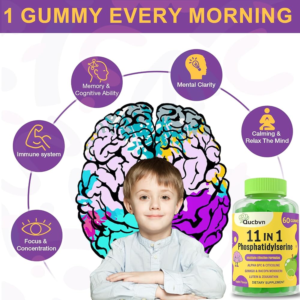 Qucbvn Phosphatidylserine 600mg Brain Support - 120 Gummies - image 3