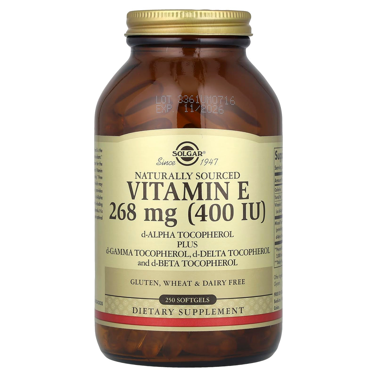 Solgar Vitamin E d-Alpha Tocopherol Complex - 250 Softgels
