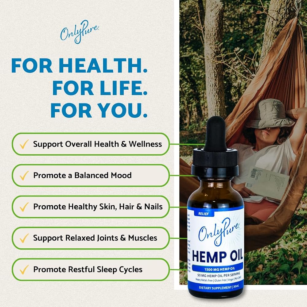 OnlyPure Relief Hemp Oil Extract Drops 1500 mg - 30 mL - image 2