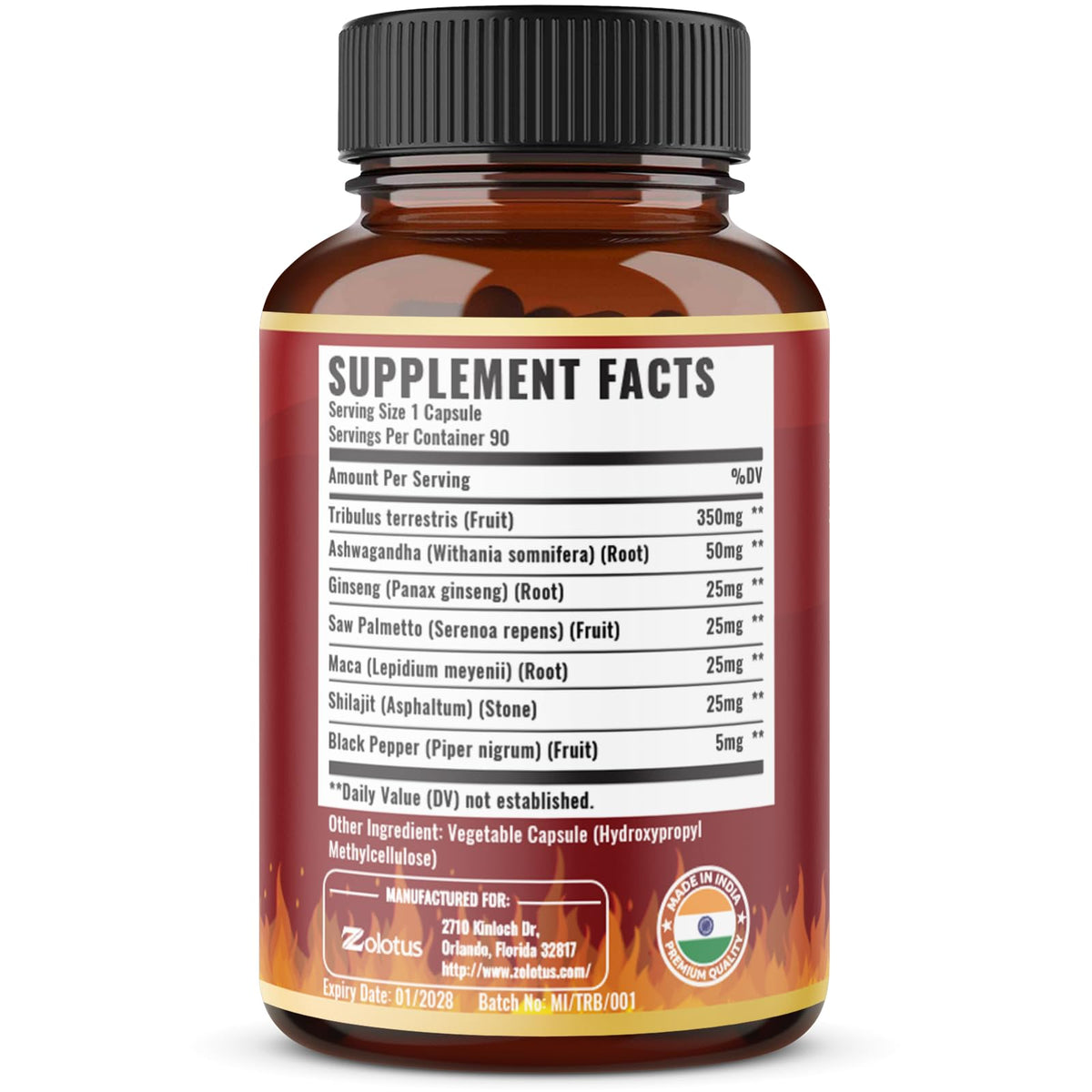 Zolotus Tribulus Terrestris Herbal Supplement - 90 Capsules - image 2