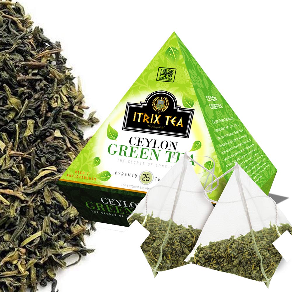 ITRIX TEA Ceylon Green Tea - 25 Pyramid Tea Bags
