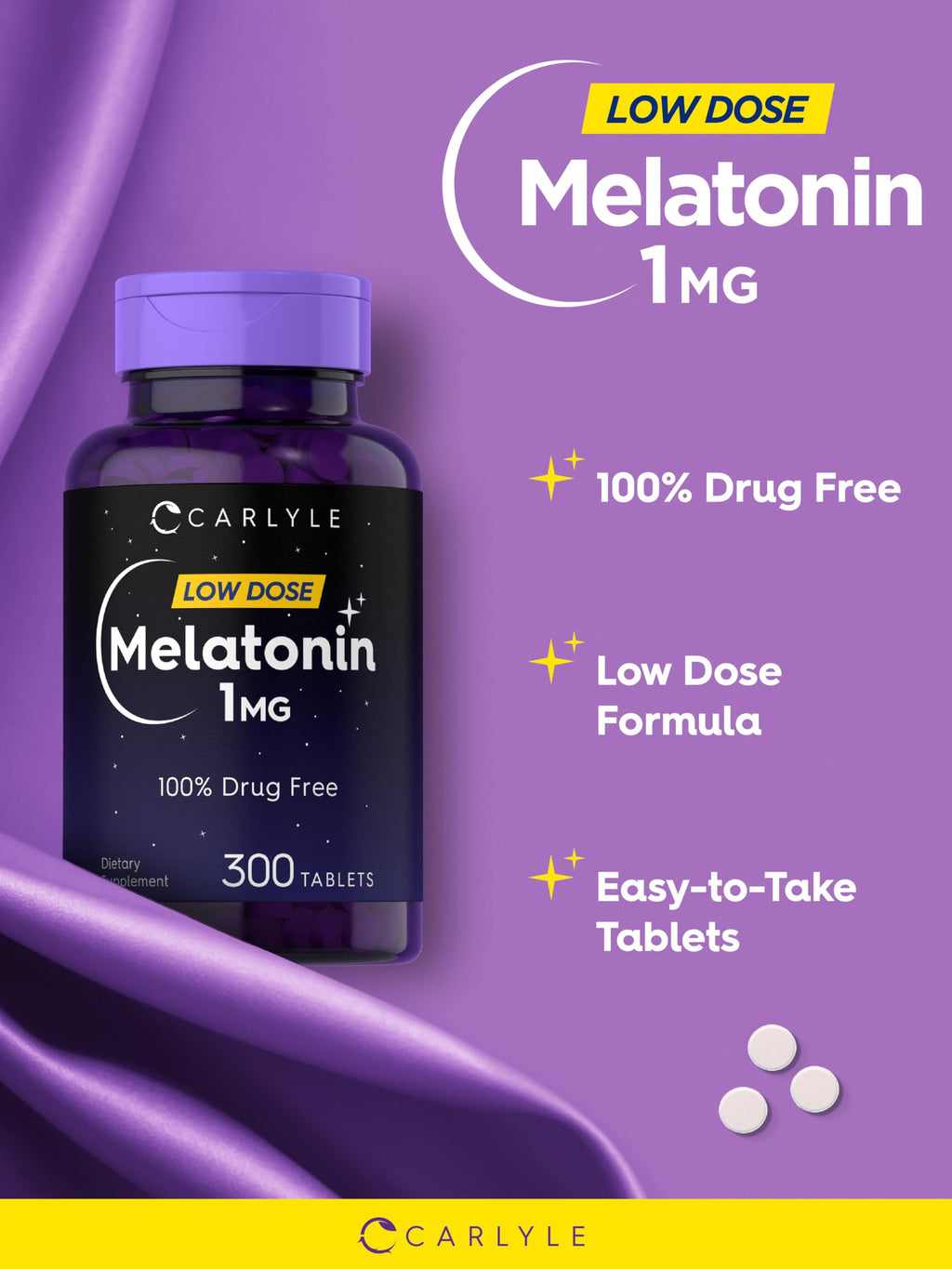 Carlyle Melatonin 1 mg Sleep Support - 300 Tablets - image 4