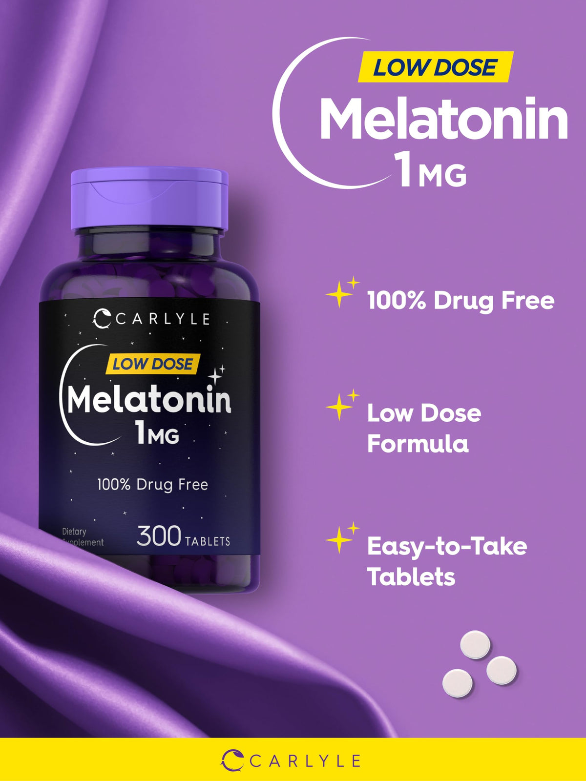 Carlyle Melatonin 1 mg Sleep Support - 300 Tablets - image 4