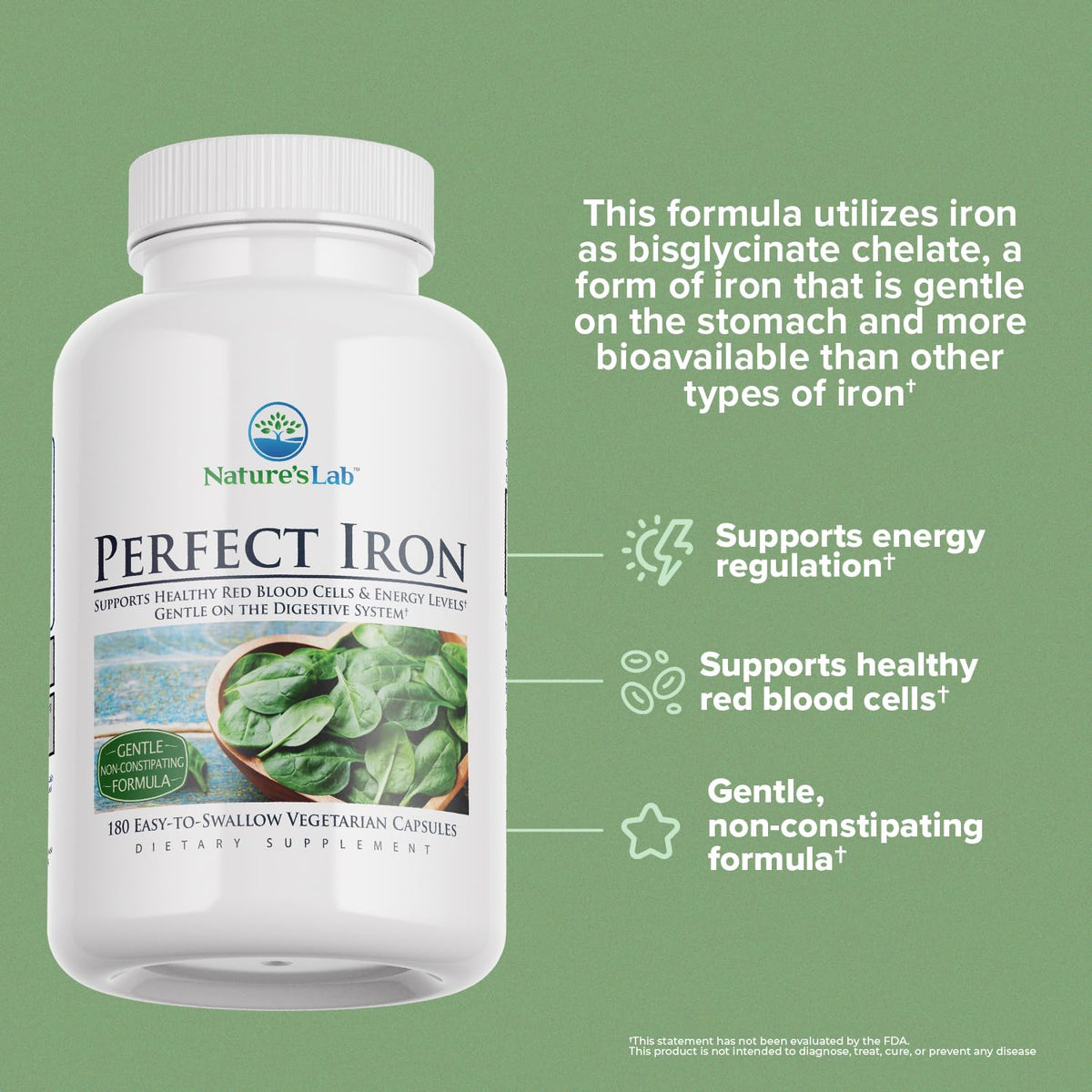 Nature's Lab Perfect Iron 25mg - 180 Capsules - image 3