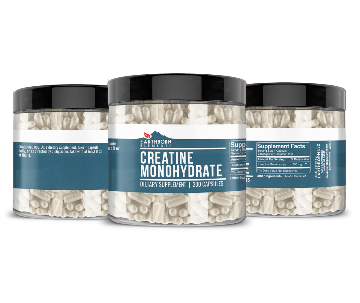 Earthborn Elements Creatine Monohydrate - 200 Capsules - image 4