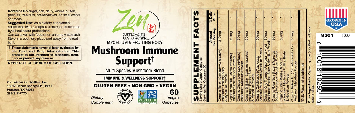 Zen Supplements Mushroom Immune Support - 60 Vegetarian Capsules - image 2