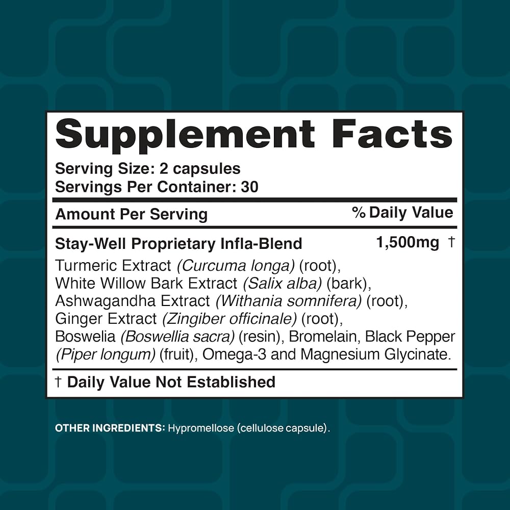 Stay-Well Naturals Infla-1500 Relief Supplement - 60 Capsules - image 5