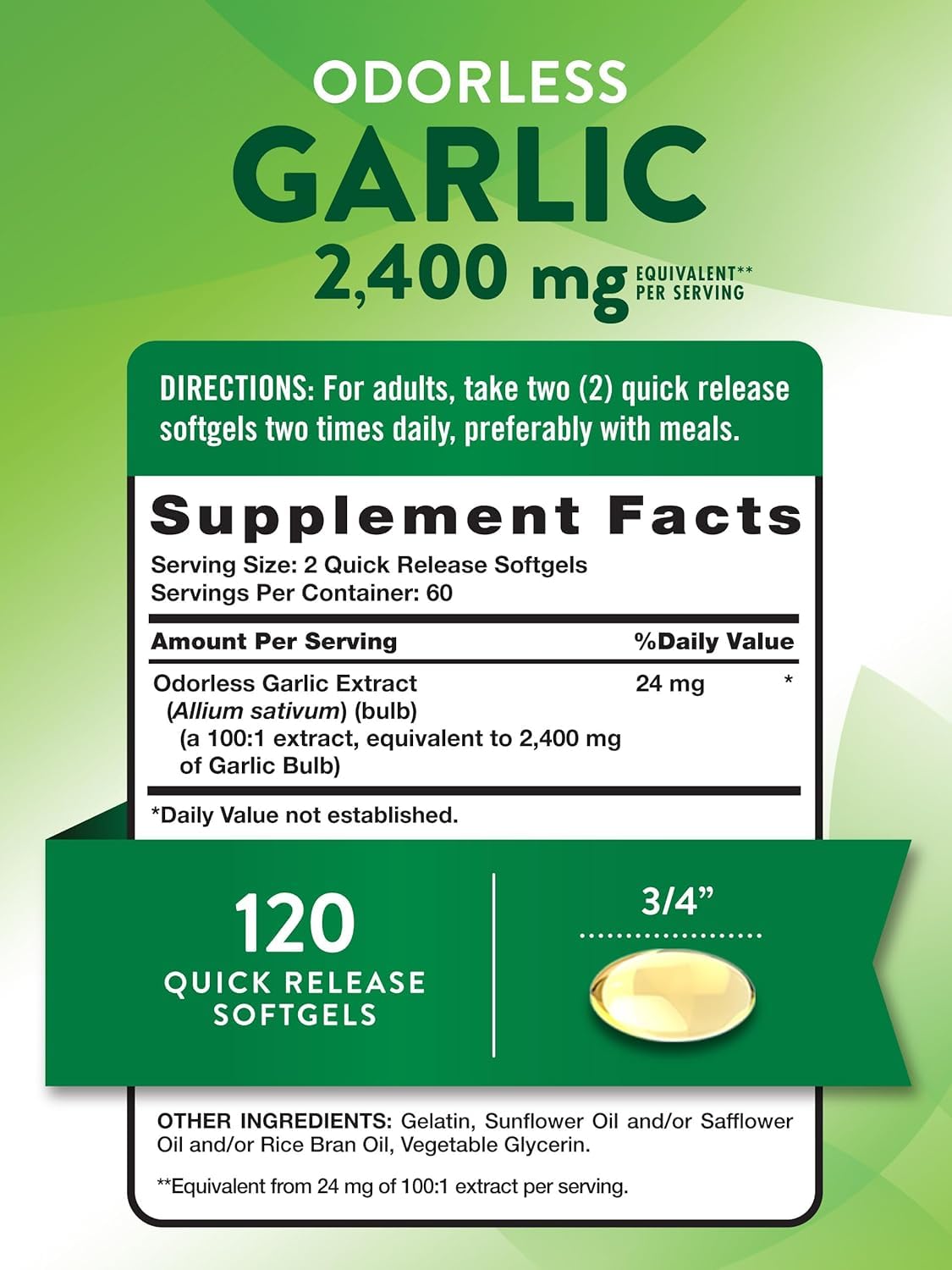 Nature's Truth Odorless Garlic 1200 mg - 360 Softgels - image 2