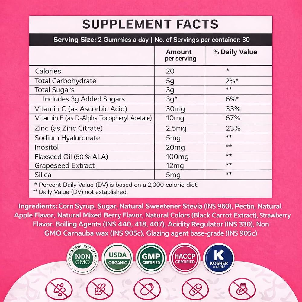 Wellrite Glow Skin Gummy Vitamins Apple Flavored - 60 Gummies - image 6