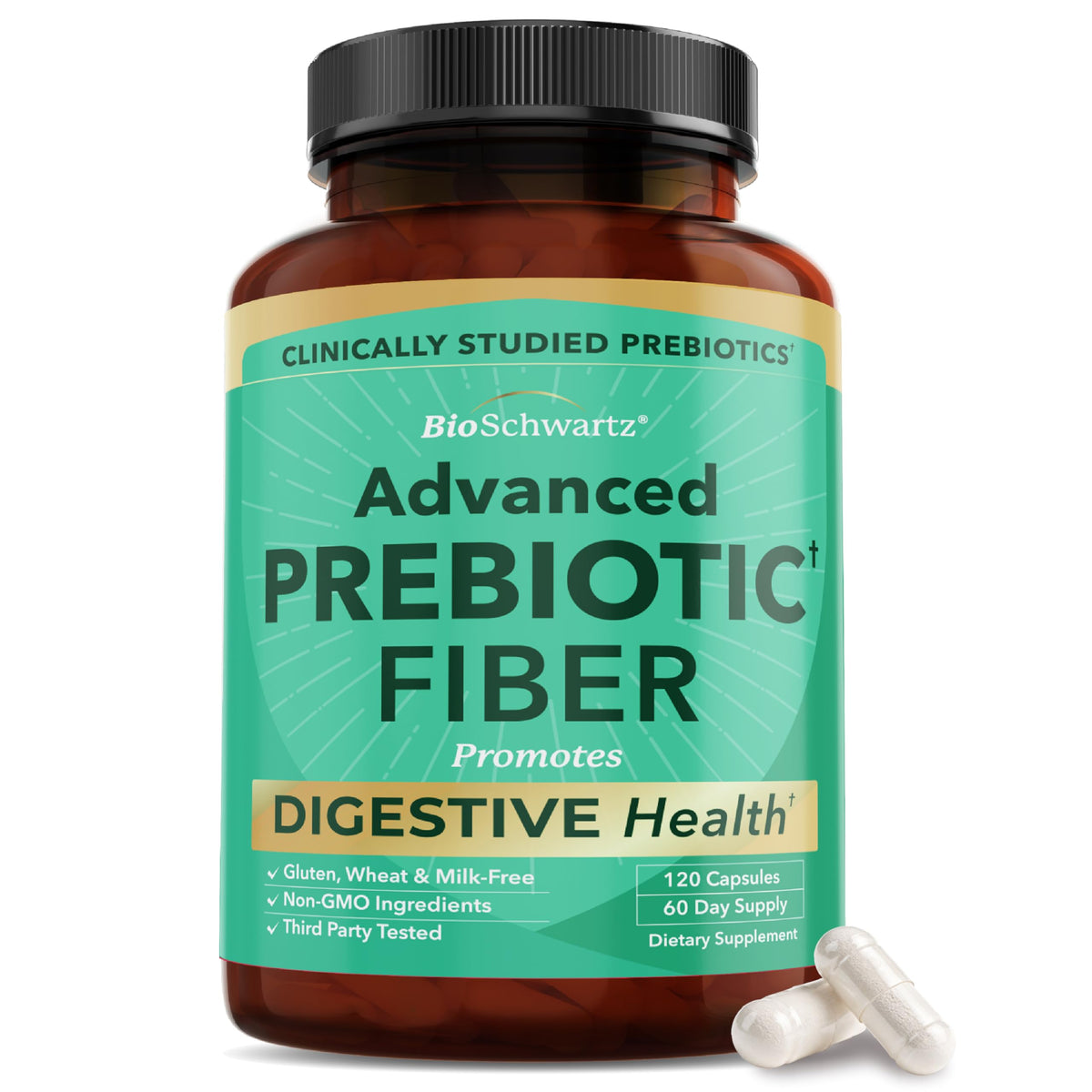 BioSchwartz Advanced Prebiotics Gut Health Supplement - 120 Capsules