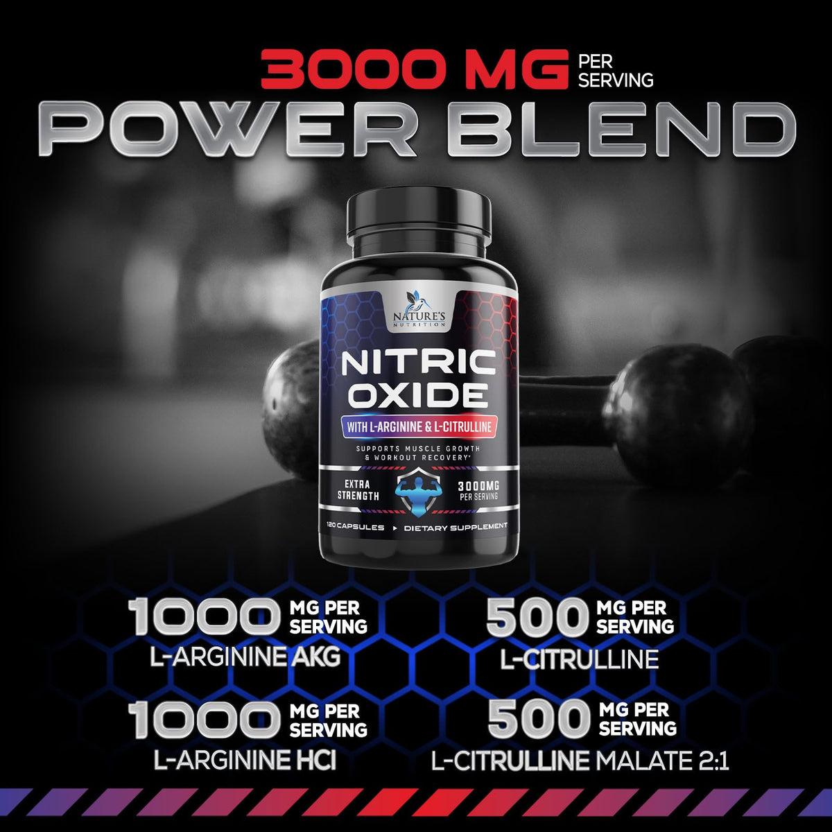 Nature's Nutrition Nitric Oxide Booster Extra Strength - 3X Strength