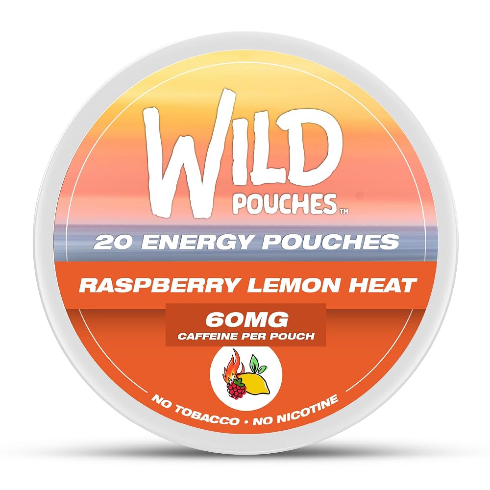 Wild Pouches Caffeine Energy Pouches 60mg Raspberry Lemon - 20 Count