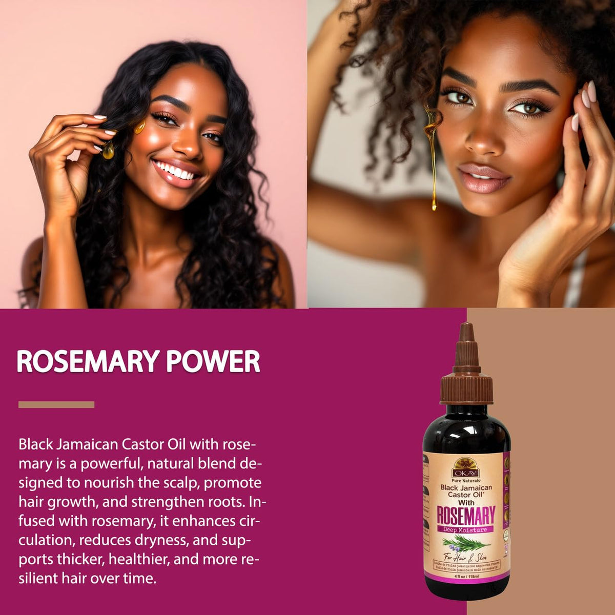OKAY Pure Naturals Black Jamaican Castor Oil with Rosemary - 4 oz - image 4