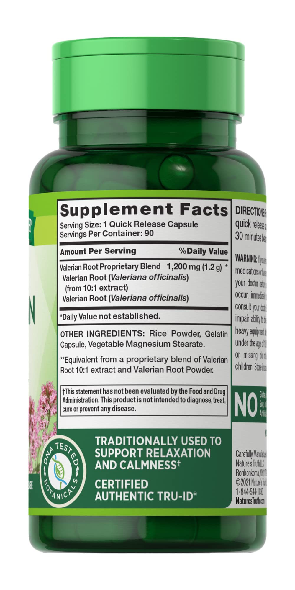 Nature's Truth Valerian Root 1200 mg - 90 Capsules (Pack of 3) - image 3