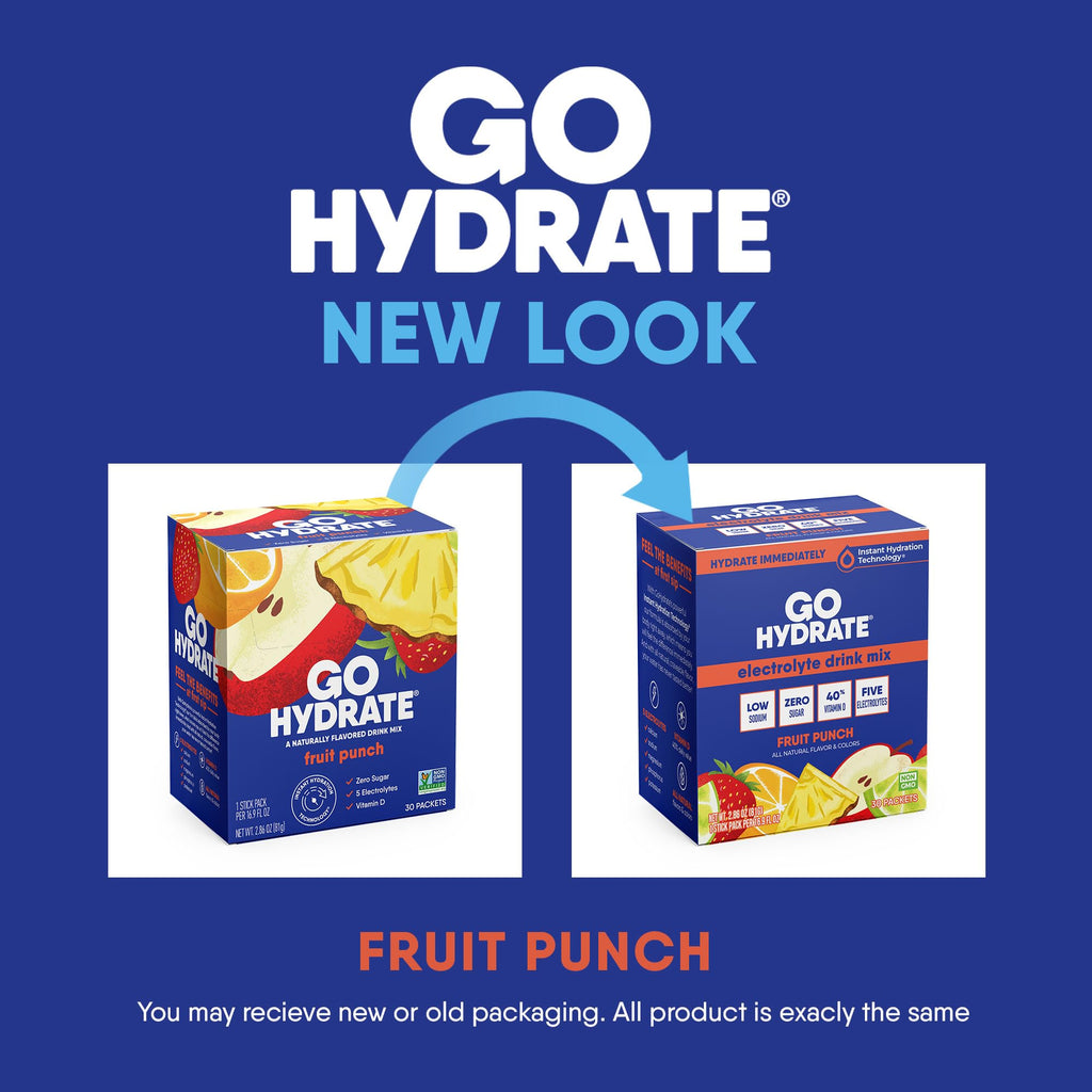 GoHydrate Instant Hydration Powder Packets - Low Sodium Electrolytes