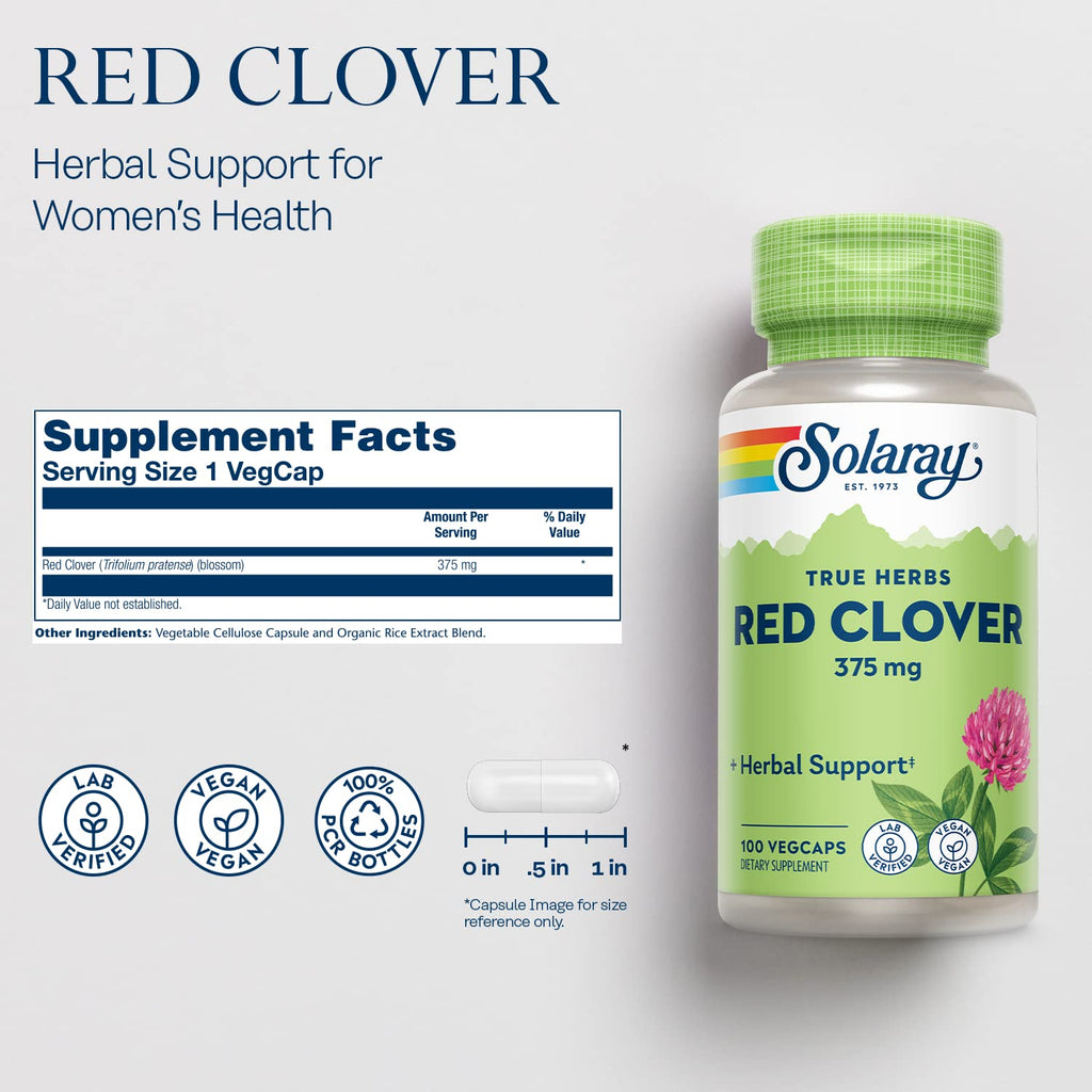 SOLARAY Red Clover 375 mg Women's Health Herbal Support - image 2